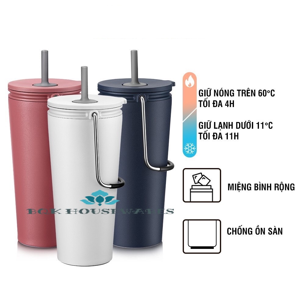 Ly giữ nhiệt Lock&amp;Lock Bucket Tumbler W/Straw 540ml có ống hút LHC4268 (3 màu)