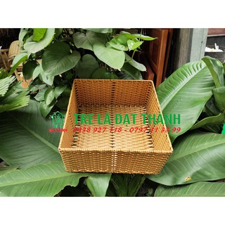 Khay vuông nhựa giả mây đựng hoa quả bánh kẹo - làm giỏ đựng đồ