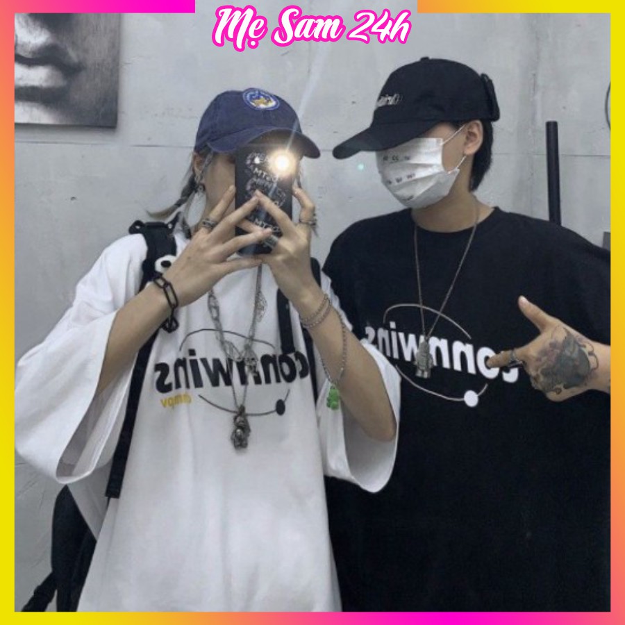 Áo thun unisex form rộng, áo phông tay lỡ Mẹ Sam 24h, chất liệu thun Cotton in chữ Connwins