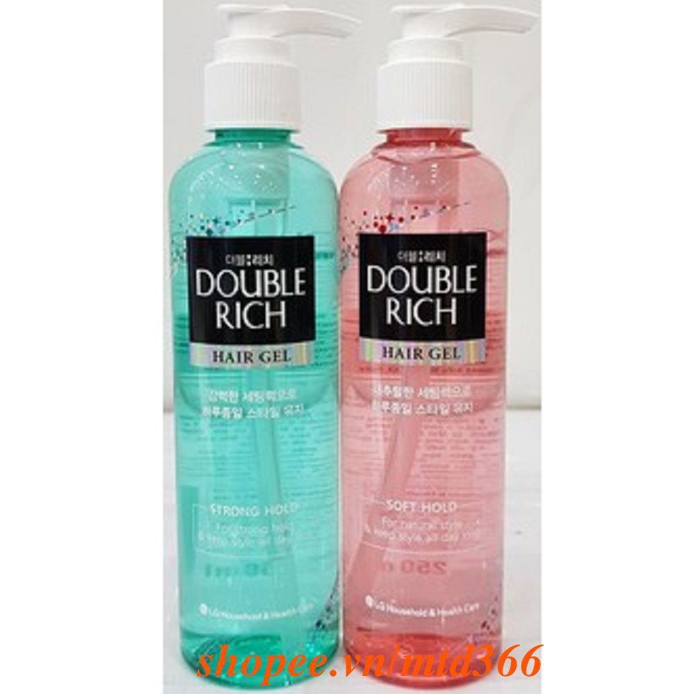 Gel Tạo Kiểu Tóc 250ml Double Rich Hair Gel Sorf Hold Dưỡng Tóc Và Giữ Nếp Tự Nhiên