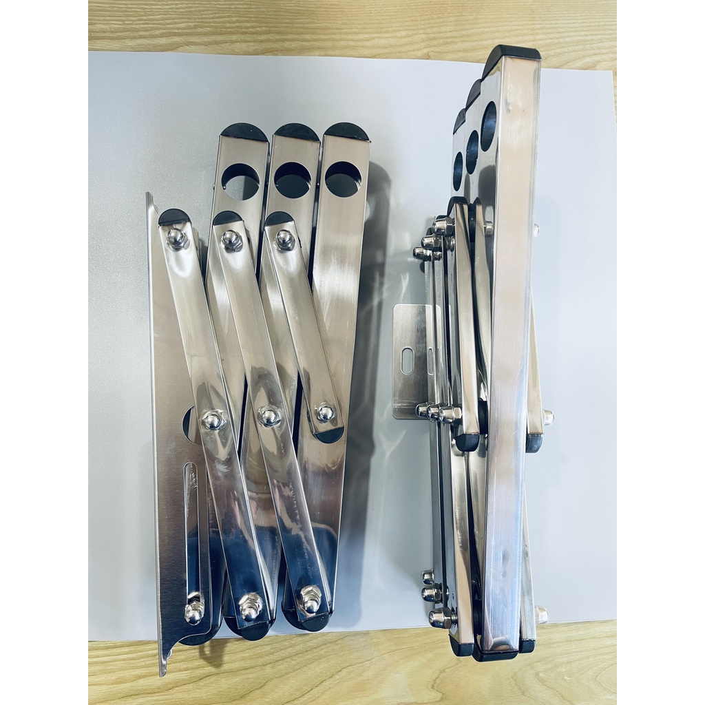 Giàn phơi xếp inox cao cấp gắn tường không thanh, giàn phơi xếp tường inox, giàn phơi đồ thông minh, giá phơi inox