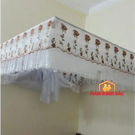 Màn khung ren lạnh màu hồng M6x2m- Loại giường ngang( Không bao gồm  khung)- Có ảnh thật