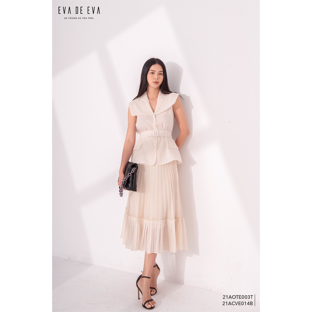 Chân váy midi xếp ly Eva de Eva 21ACVE014B