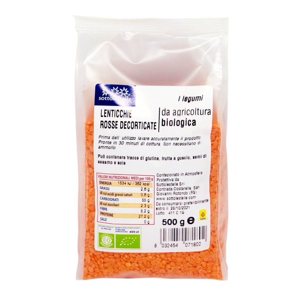 Đậu Lăng Đỏ Hữu Cơ Sotto 500g Organic Red Lentils