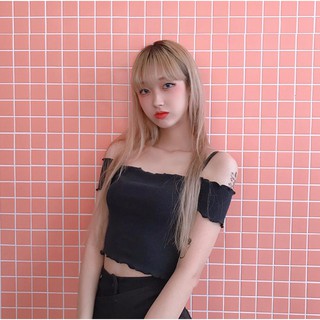 Áo croptop trễ vai, cuốn biên