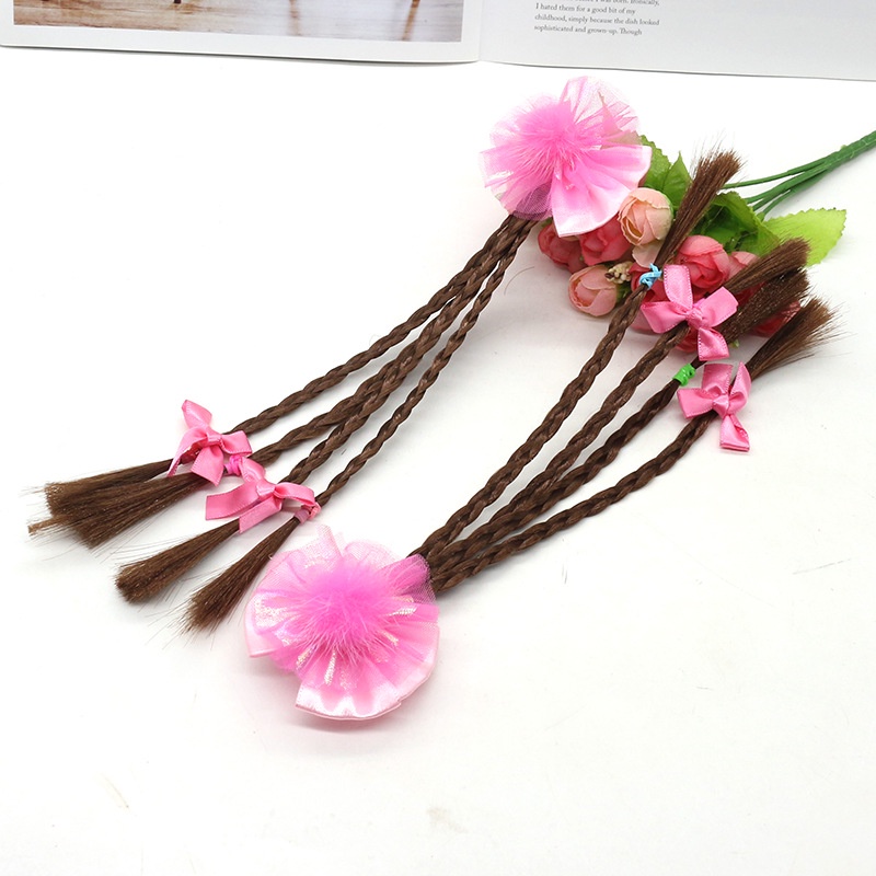 Set 2 kẹp Tóc giả đính nơ cho bé gái