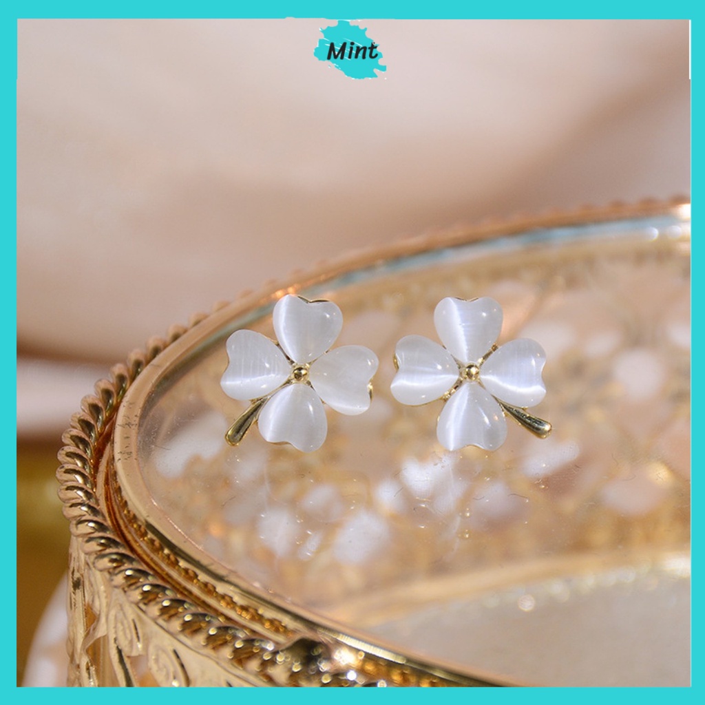 Bông Tai Nữ ❤️KHÔNG GÂY DỊ ỨNG❤️ Khuyên Tai Chuôi Bạc S925 Hình Hoa Trong Suốt Xinh Đẹp