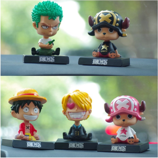 Mô hình One Piece Luffy, Zoro, Sanji, Chopper Lắc Đầu, Kê Điện Thoại, Trang Trí Decor Ô tô, Góc Học Tập - Tượng Figure