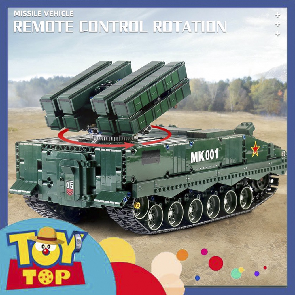 Đồ chơi lắp ráp mô hình xe thiết giáp quân đội cùng tên lửa quân sự chống tăng tank HJ 10 xếp hình Mould King 20001