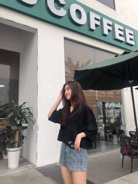 Áo Croptop Thụng Trơn Rách Tr&amp;Đ