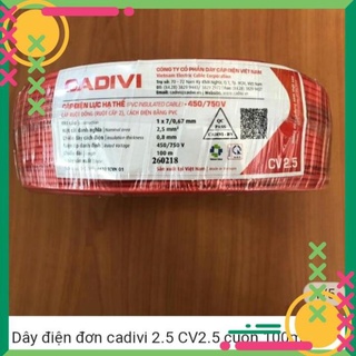[Chất Lượng] Dây điện đơn Cadivi Cv 1.5 2.0 2.5 3.5 Đồng nguyên chất Chính hãng công ty Giá 1 Mét