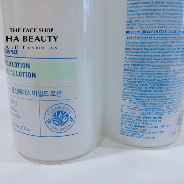 Sữa dưỡng ẩm cho da dầu hỗn hợp kể cả da mụn nhạy cảm The Face Shop Dr Belmeur Clean Face Mild Lotion 145ml