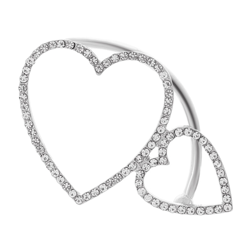 Arin Niche Khuyên Tai Hình Trái Tim Đôi Đính Kim Cương Giả Dễ Phối Đồ Không Cần Xỏ Lỗ Tai