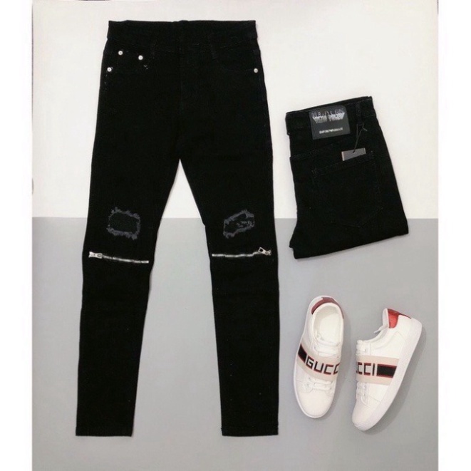 Quần Jeans Nam Khóa Gối,Rách Gối Hàng Đẹp,Chất Liệu Jean Cao Cấp