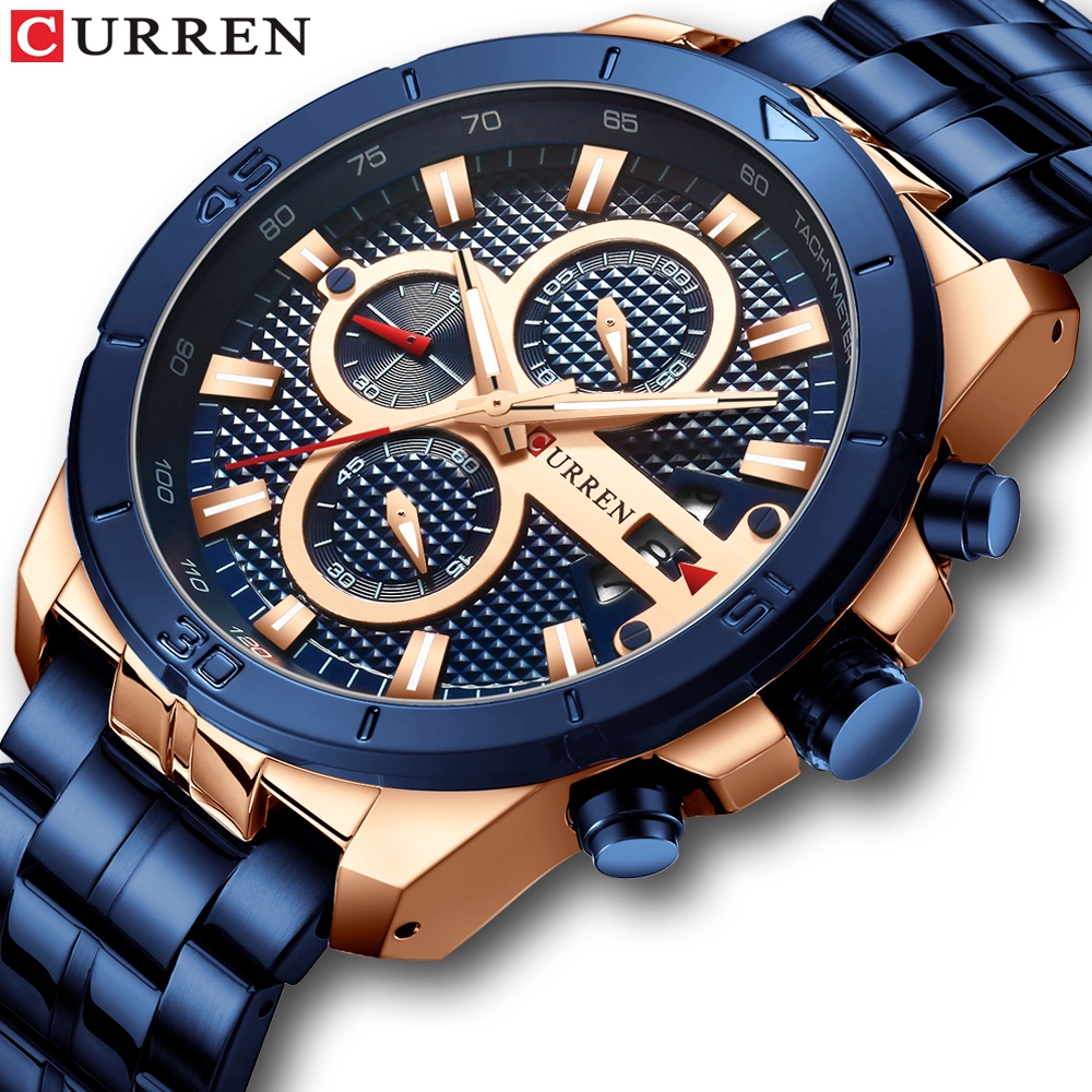 CURREN Luxury Men Business Quartz Watches Stainless Steel Man Chronograph Calandar Six Points Army Military Wrist Watch