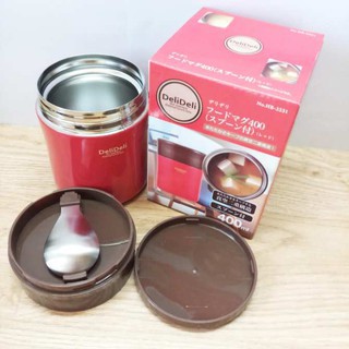 Bình ủ cháo kèm thìa Pearl Lilfe 400ml, màu đỏ
