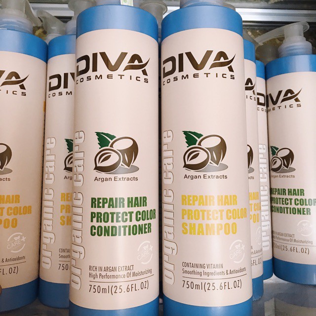 [FREESHIP & VIDEO THẬT] Bộ Dầu Gội Diva Xanh 750ML*2 Phục Hồi Và Giữ Màu Nhuộm Mẫu 2019 Chính Hãng .