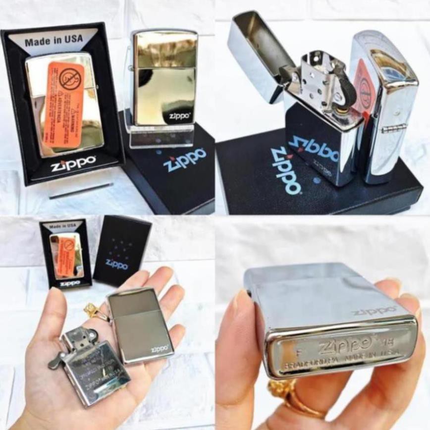 [Loại Xịn] Vỏ Hột Quẹt , Bật Lửa  Zippo  USA (Mỹ) Có Tem Đỏ Bóng Bạc Cổ Điển