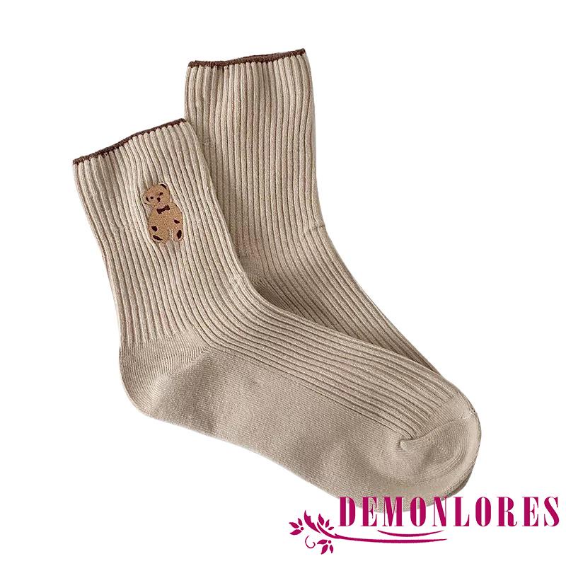 Vớ cotton mềm 6 màu họa tiết gấu dễ thương cho nữ
