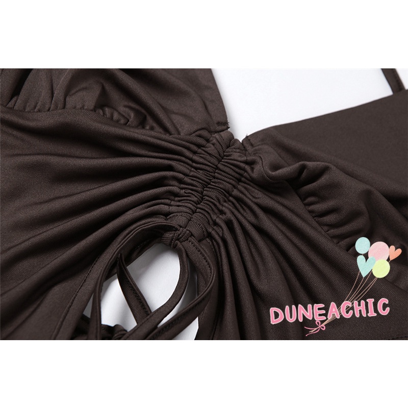 DUNEA Áo kiểu tay dài phối dây quyến rũ cho nữ