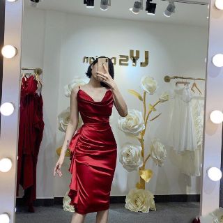 ( CÓ VIDEO + ẢNH THẬT CỰC ĐẸP ) Đầm cổ đổ Phi Lụa Cao Cấp