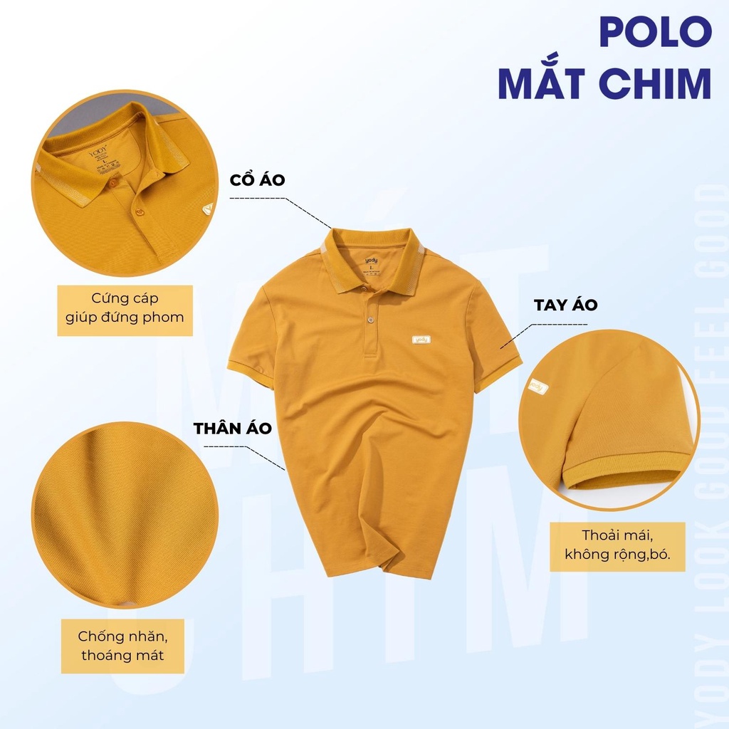 Áo polo nam Yody áo thun cộc tay, cổ bẻ, áo phông vải mắt chim mềm mịn thoáng mát MMC1 APM3299