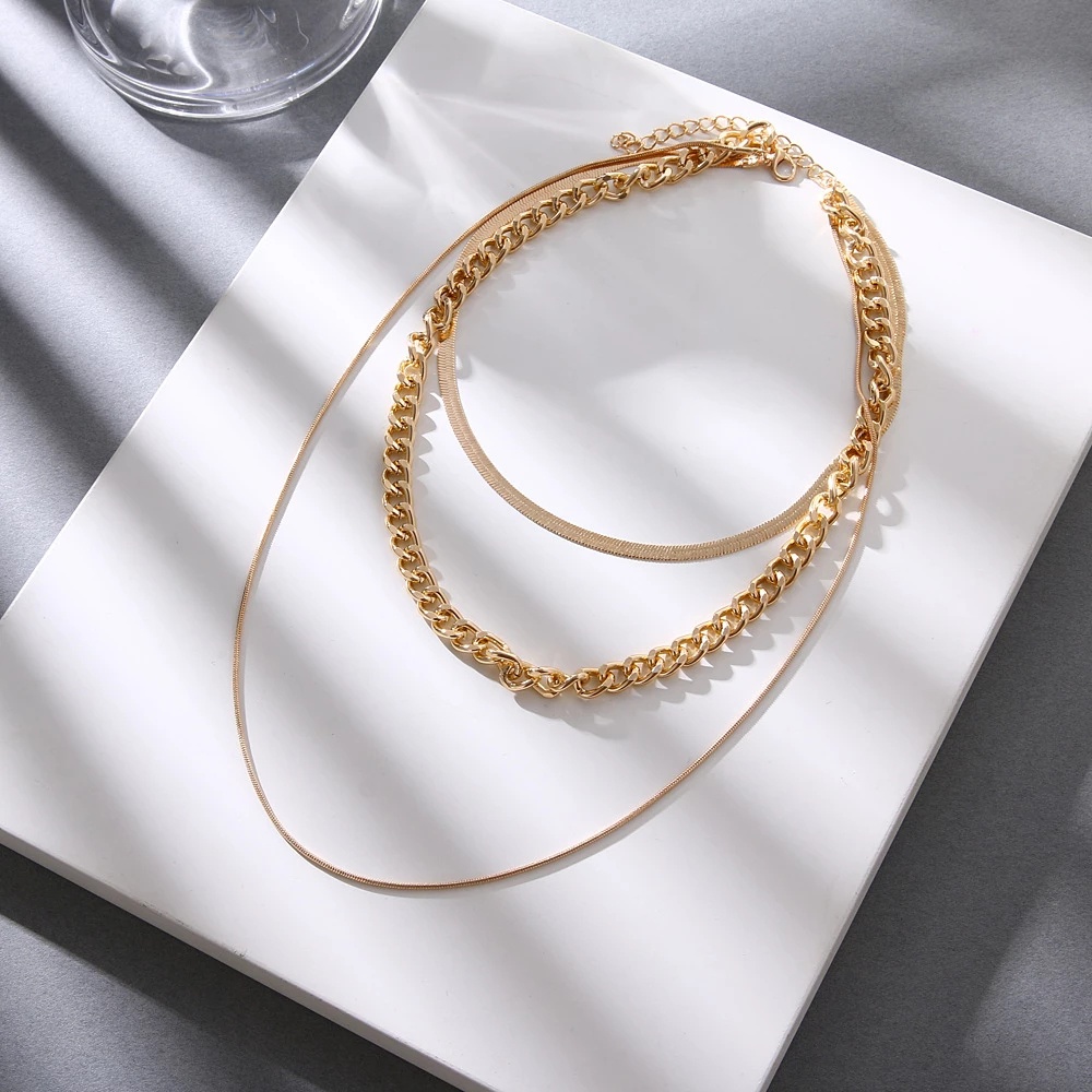 Vòng Cổ Choker Bằng Kim Loại Nhiều Lớp Phong Cách Hip Hop Thời Trang Cho Nữ