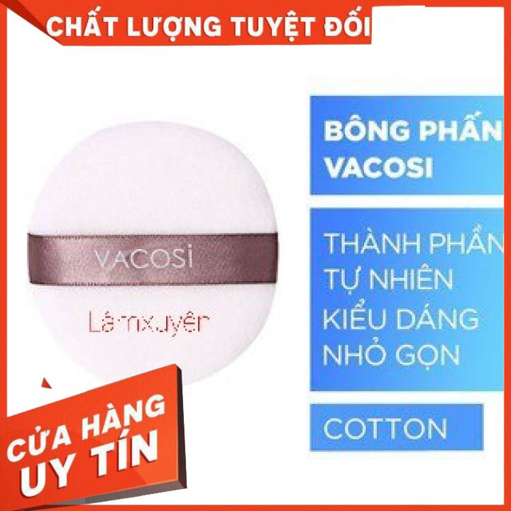 VACOSI MEDIUM WHITE ROUNG PUFF BP20_Bông phấn cotton khô tròn trung ( bịch 1 miếng)  bông phấn mềm mịn, dễ tán