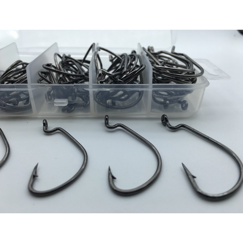 Hộp 100 / Hộp 100 Chiếc Nhiều Kích Cỡ #2-3/0# Móc Câu Cá Bằng Thép Carbon Mềm Chất Lượng Cao