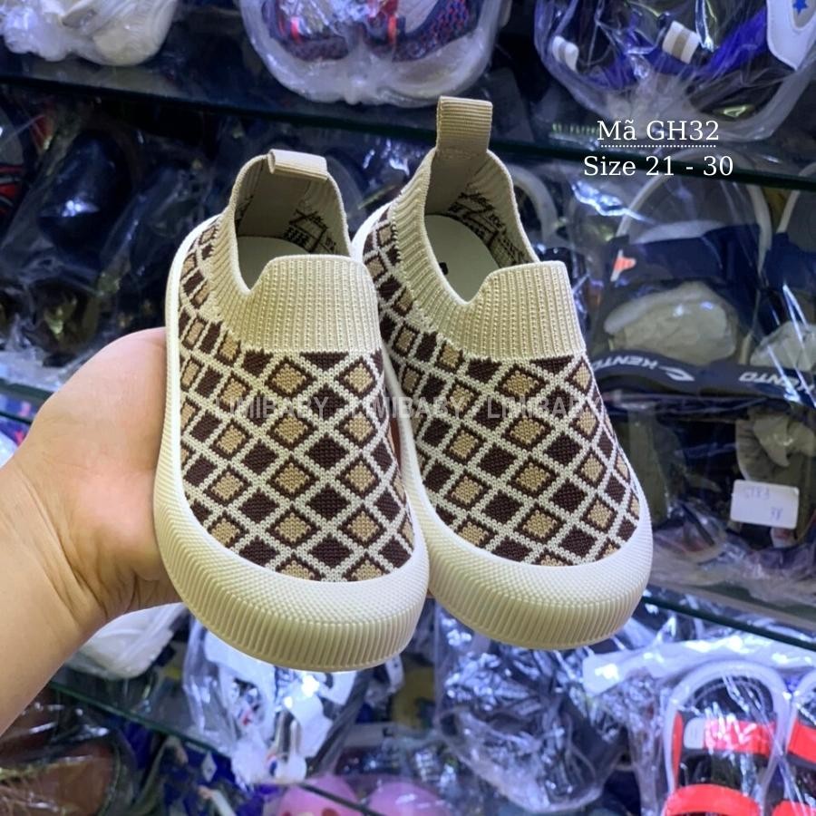 Giày bún cho bé trai LIMIBABY len cổ thun nâu kem dáng thể thao năng động cá tính cho trẻ em 1, 2, 3, 4, 5 tuổi GH32