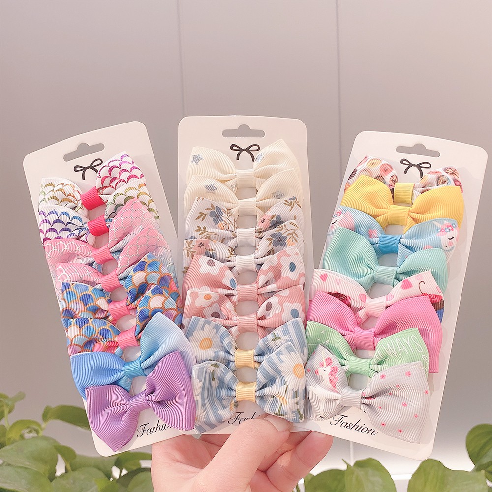 Bộ 8 Kẹp tóc KIDSBOWS phối nơ phong cách thời trang xinh xắn dễ thương cho bé gái