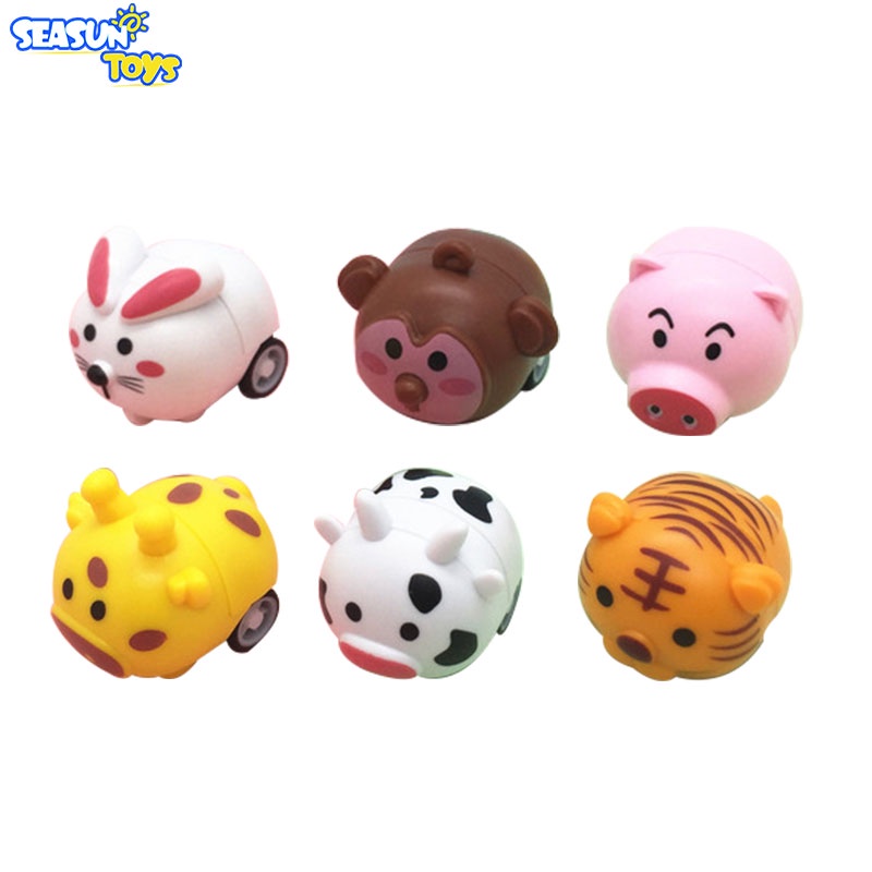 SEASUN TOY Mô hình xe đồ chơi mini  thiết kế hình động vật hoạt hình dễ thương cho bé