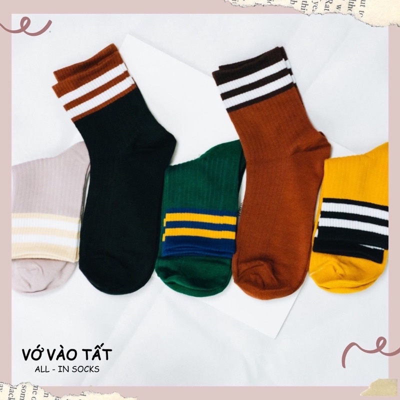 TẤT VỚ NỮ CỔ TRUNG SỌC THỂ THAO 2 MÀU