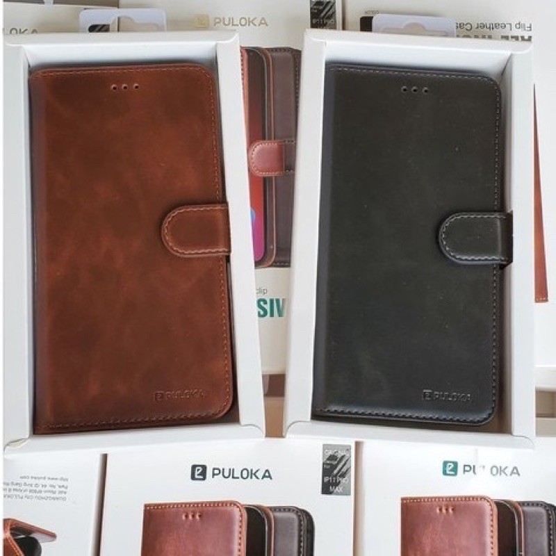 Bao da Puloka dạng ví cho Samsung S21/ S21 Plus/ S21 Ultra có ngăn để thử siêu tiện chính hãng