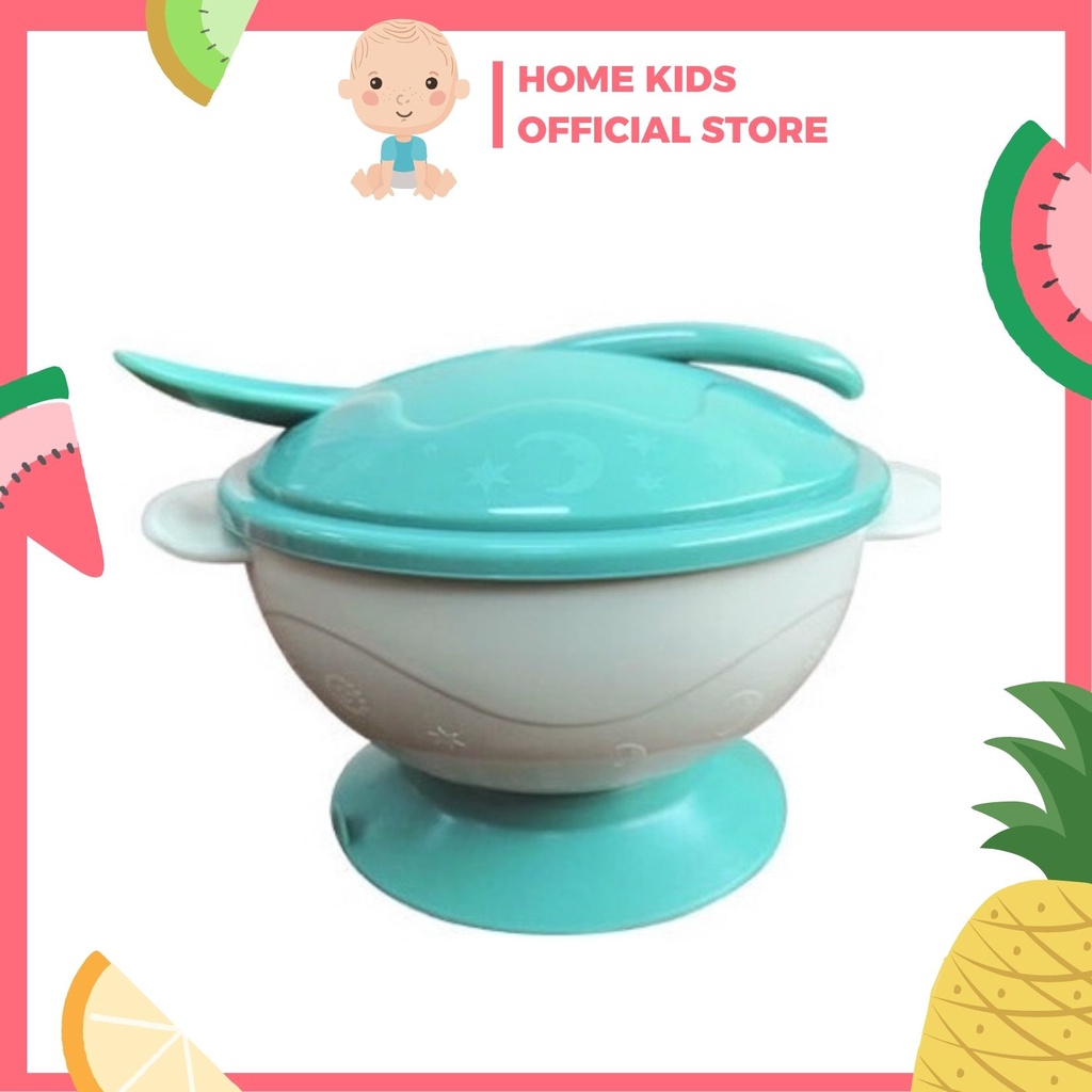 Bát Ăn Dặm Chống Đổ Kèm Thìa Có Đế Hút Chân Không Cho Bé