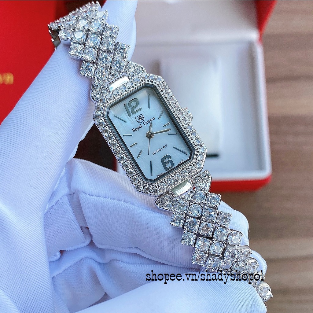 Đồng Hồ Royal Crown Nữ 6316 Chính Hãng Đính Đá Bạc