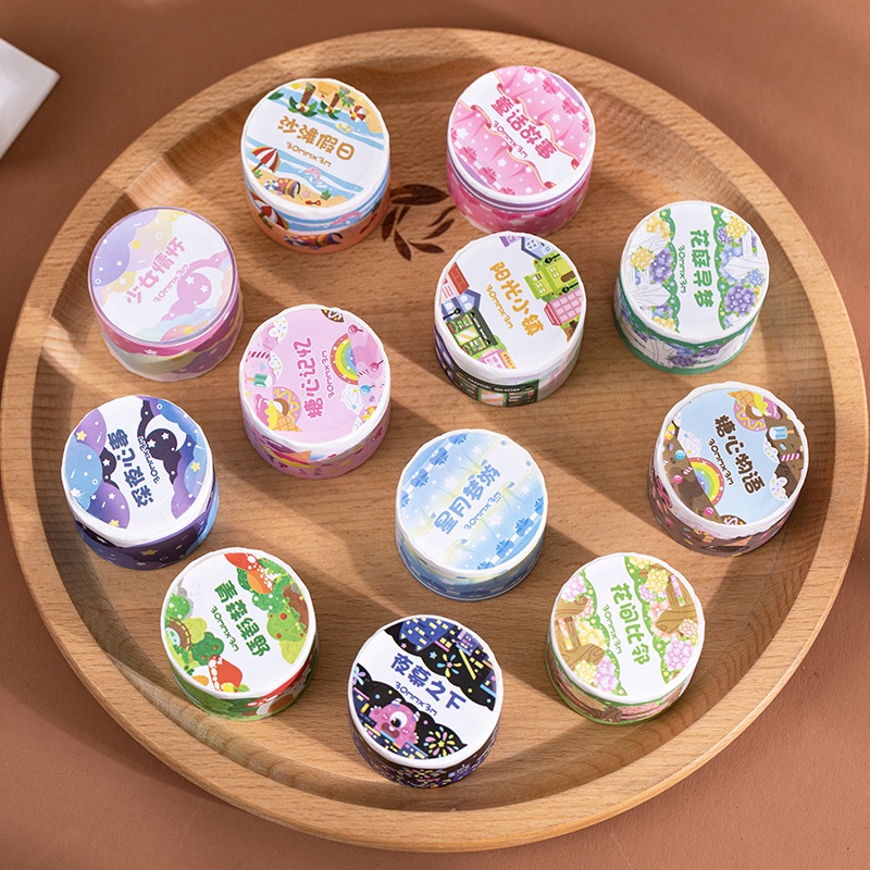 Băng Keo Giấy In Họa Tiết Hoạt Hình Nhật Bản 12 Kiểu Dùng Trang Trí Thủ Công