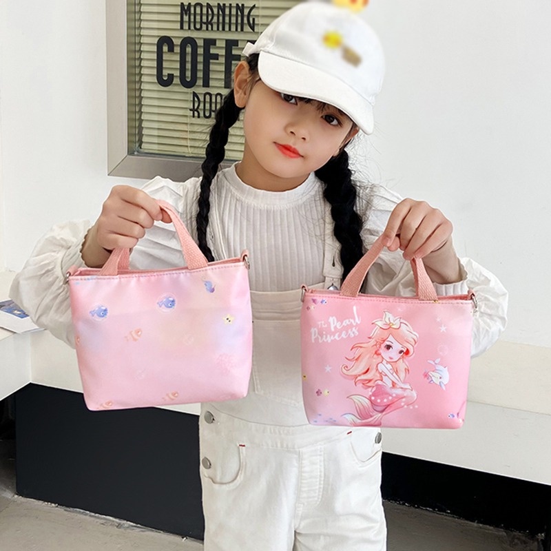 Túi Vải Canvas Đeo Chéo In Họa Tiết Hoạt Hình Dễ Thương Dành Cho Bé