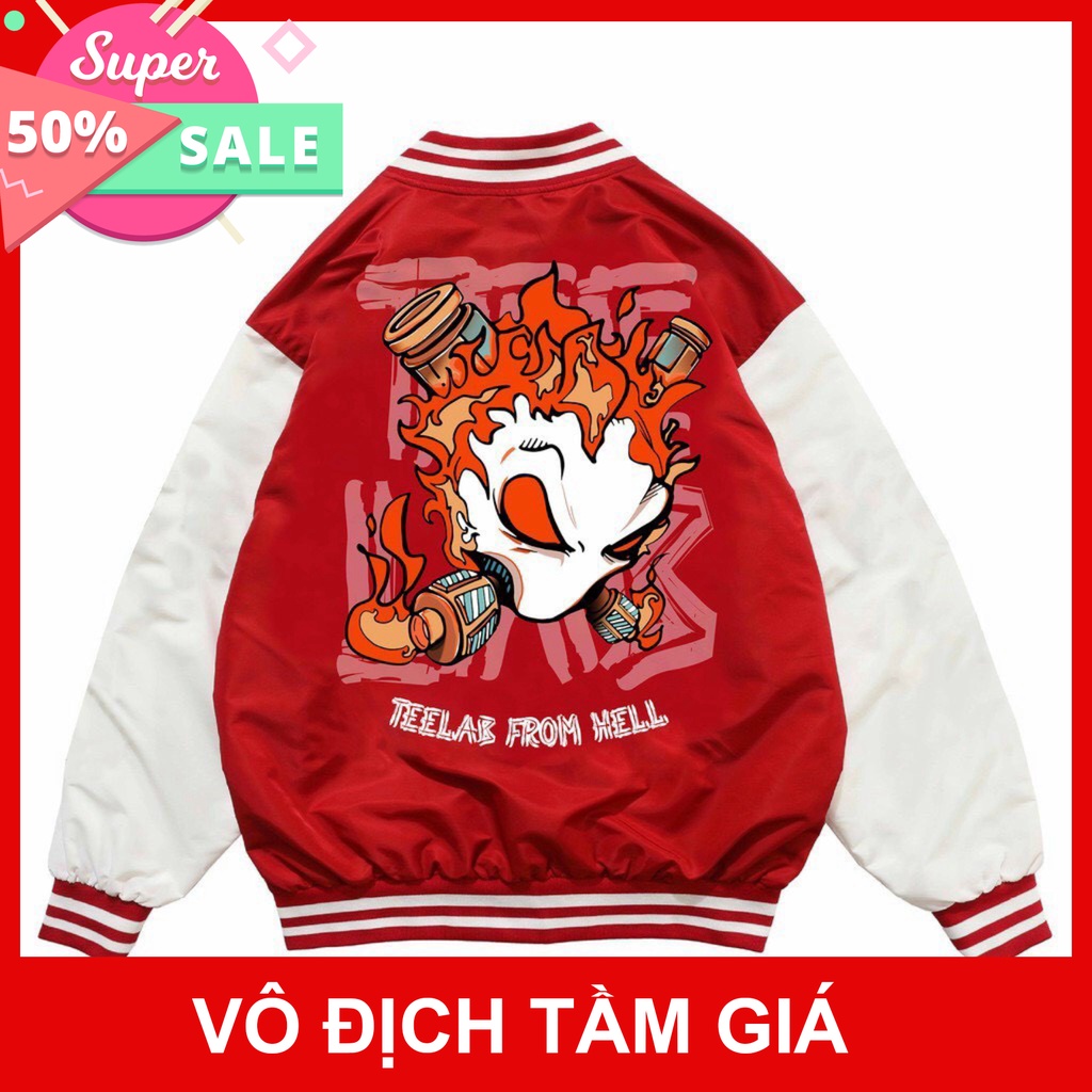 Áo Khoác Dù Bomber TEELAB FROM HELL Form Rộng Unisex Nam Nữ Ulzzang Phong Cách Cá hoodie1996