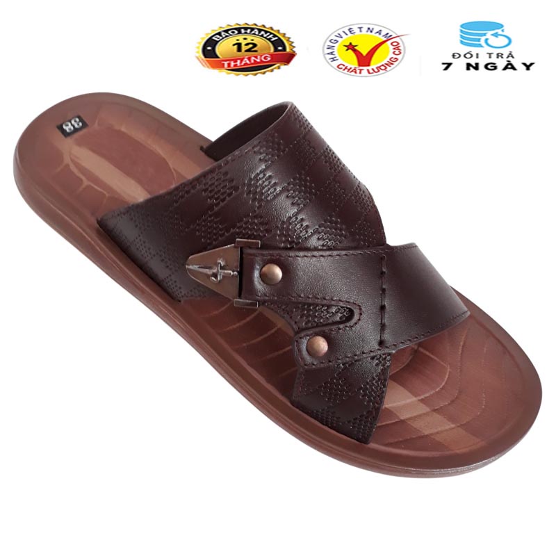 Dép Da Nam Da Bò Thật Cao Cấp, Dép Nam Da Bò Thật Cao Cấp HKT Shop DN128