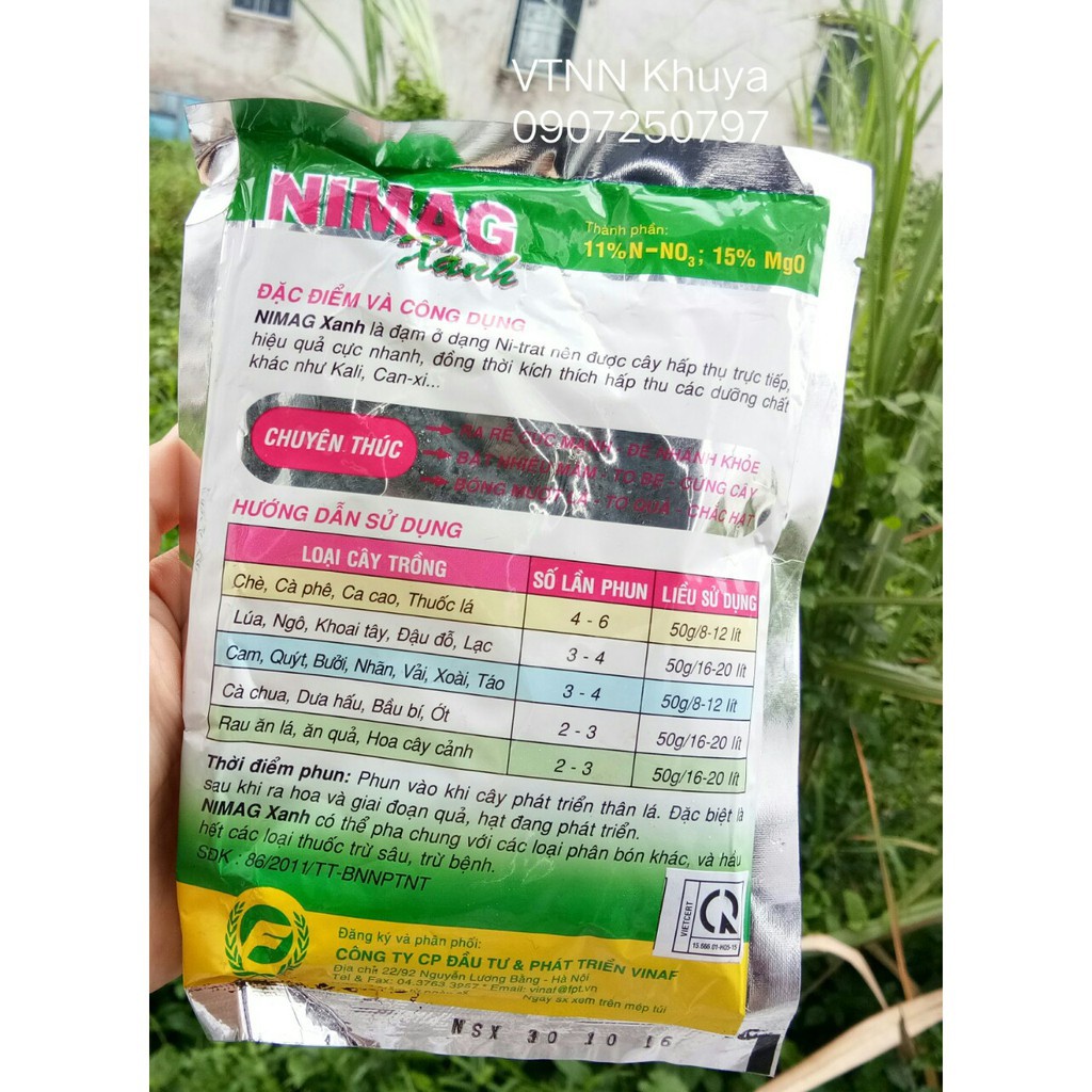 [SIEURE] Phân bón lá cao cấp Nimag Xanh Cung cấp Magie 200gr hàng đẹp, phân phối chuyên nghiệp.