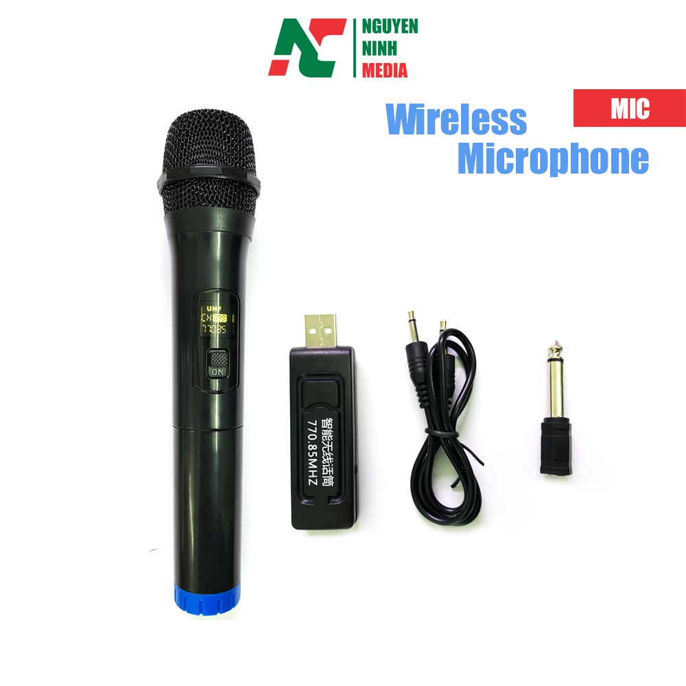 Micro Karaoke Không Dây UHF 770.85MHZ Đa Năng Dành Cho Loa Kéo, Amli, Loa xách tay Bluetooth