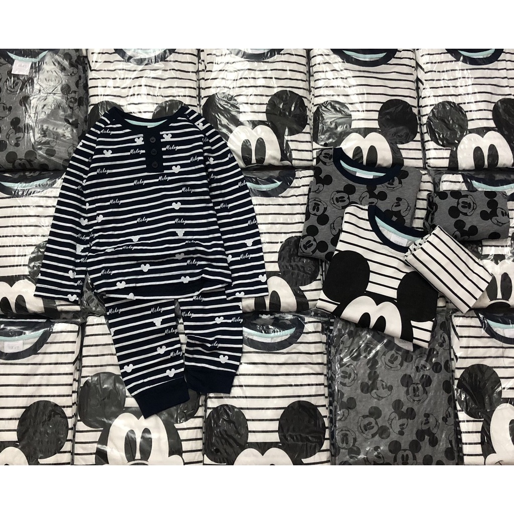 Đồ bộ dài tay thu đông cho bé trai - Set 3 bộ cotton dài tay Mickey Next cho bé trai size 2-8t
