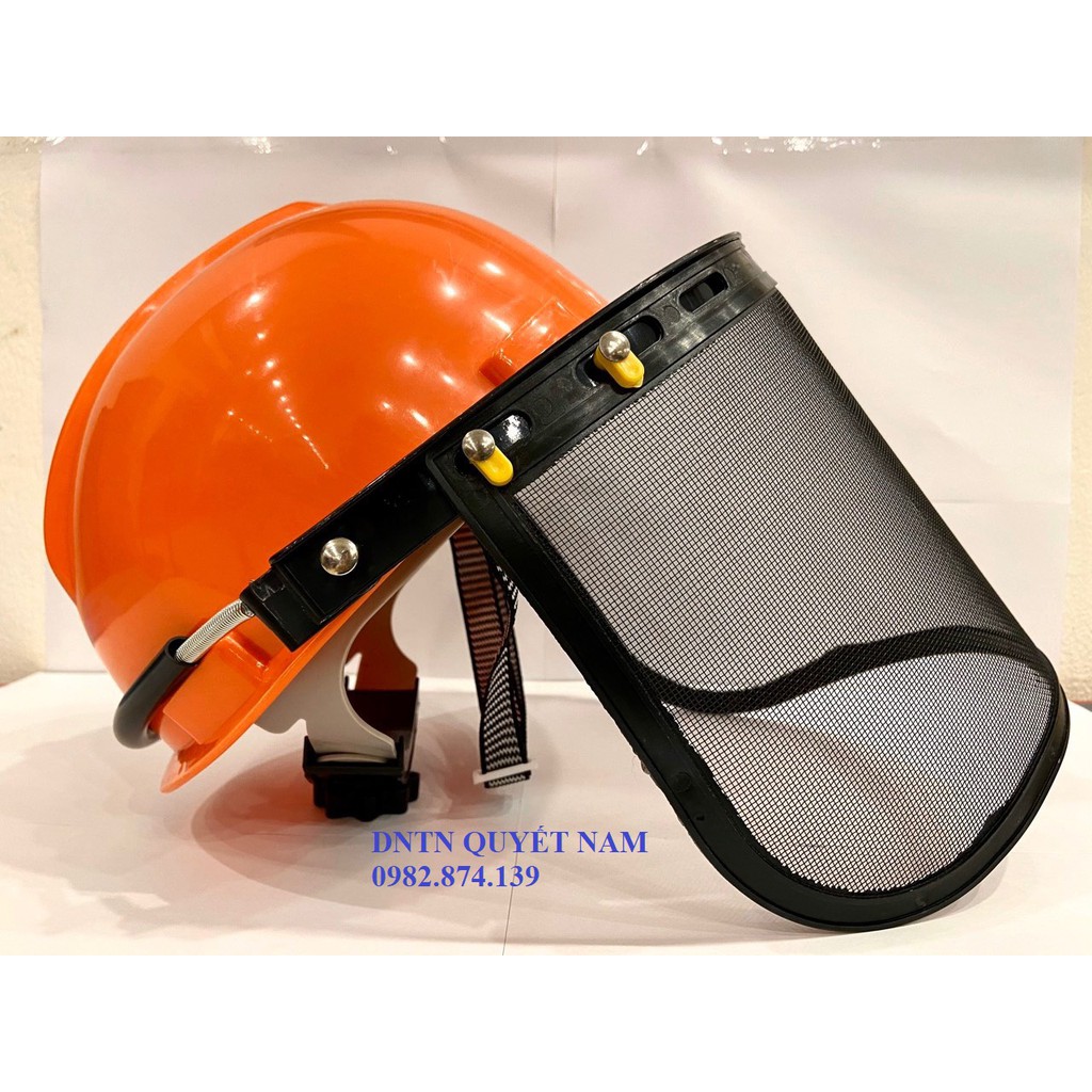 Mũ nón bảo hộ mặt lưới, gọng nhôm - dùng để cắt cỏ, hàn, mài, cưa cây, xịt thuốc