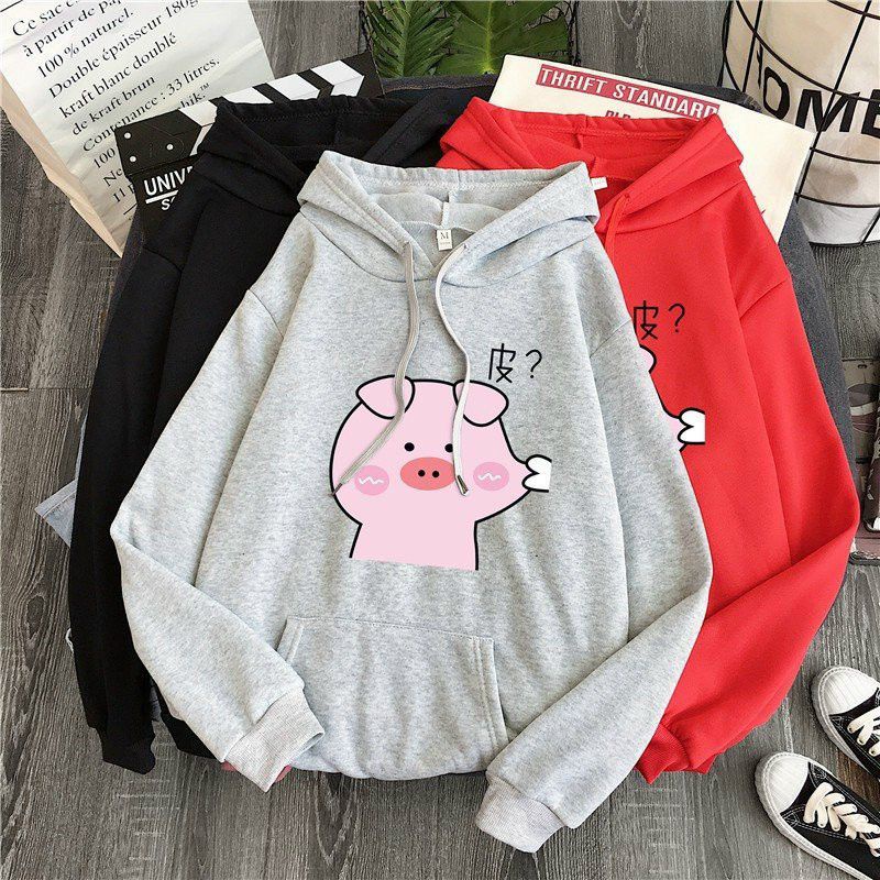 ÁO HOODIE UNSEX NỈ BÔNG IN CON HEO DỄ THƯƠNG