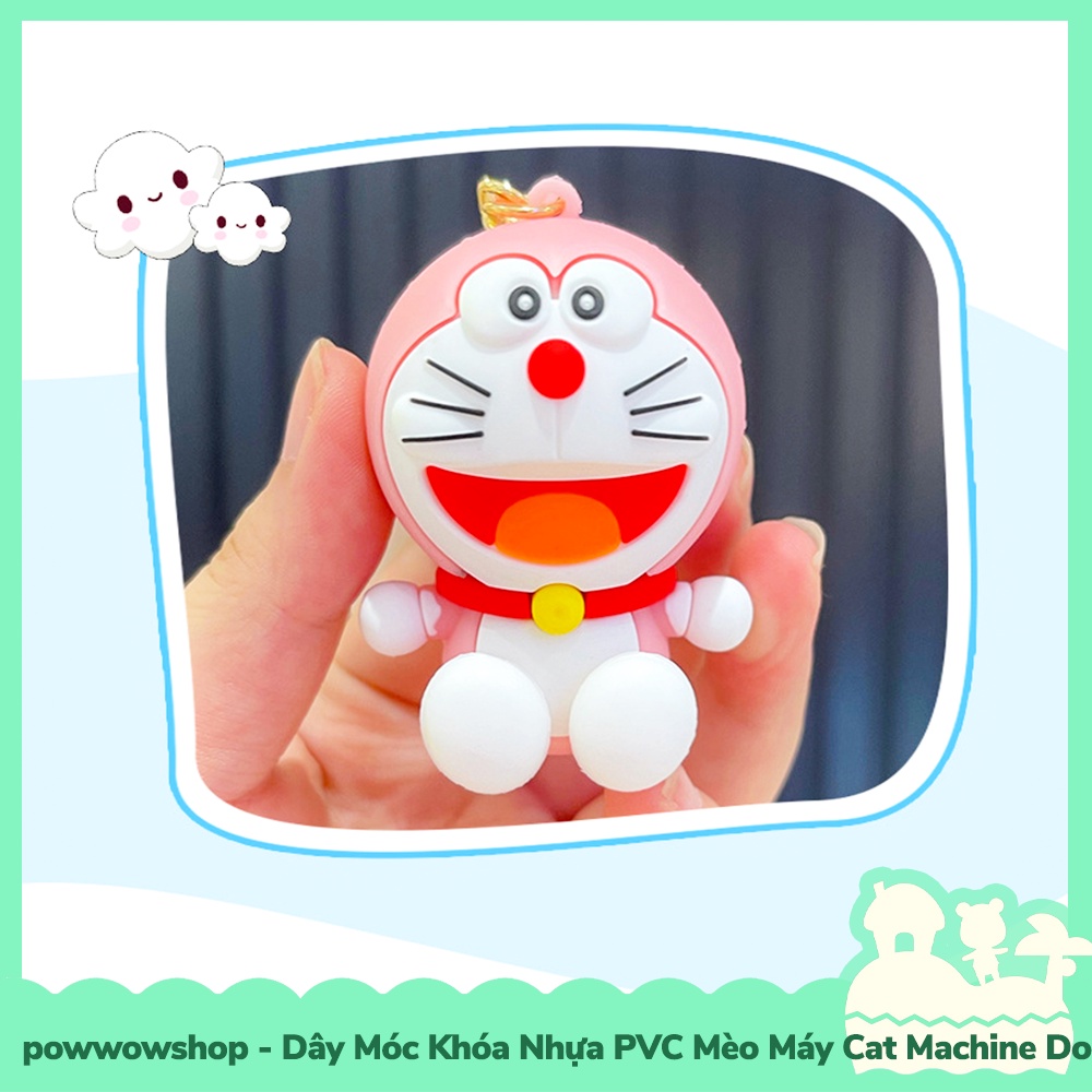 [Sẵn VN - Hỏa Tốc] Dây Móc Khóa Nhựa PVC Mẫu Mèo Thông Minh Cat Smart Dora Pink &amp; Blue