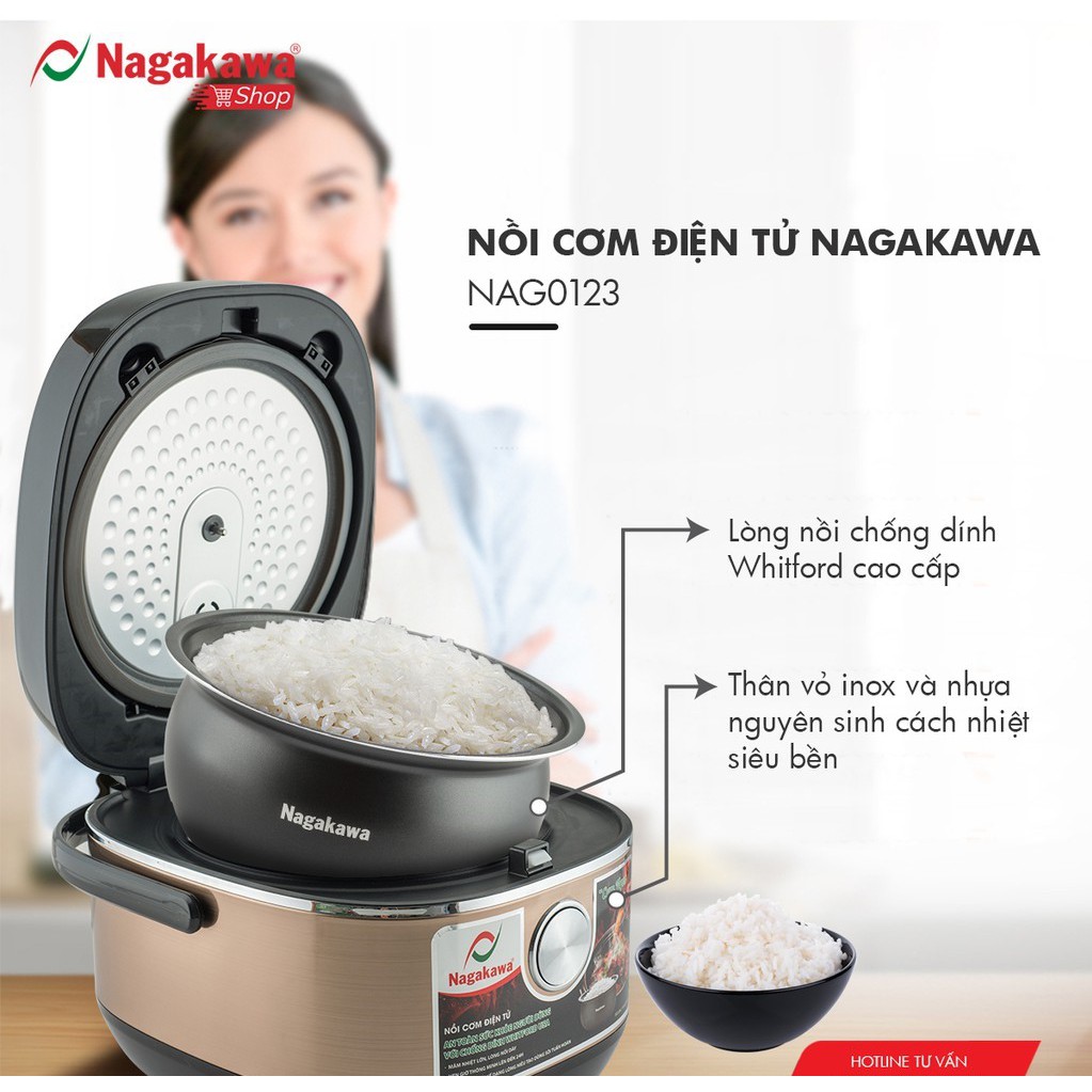 Nồi cơm điện tử 1.5L Nagakawa NAG0123