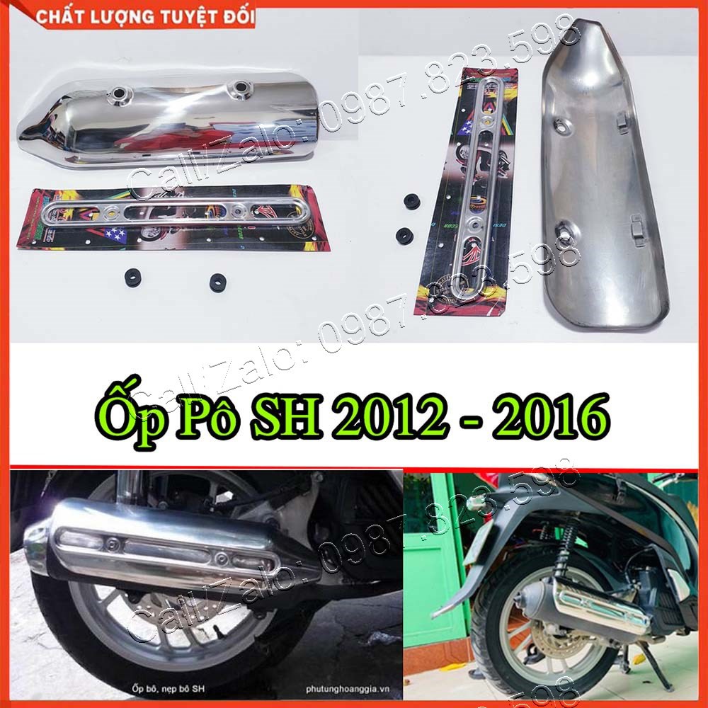 Ốp Pô SH Việt 2012 - 2016 Inox Trắng Kiểu Ý