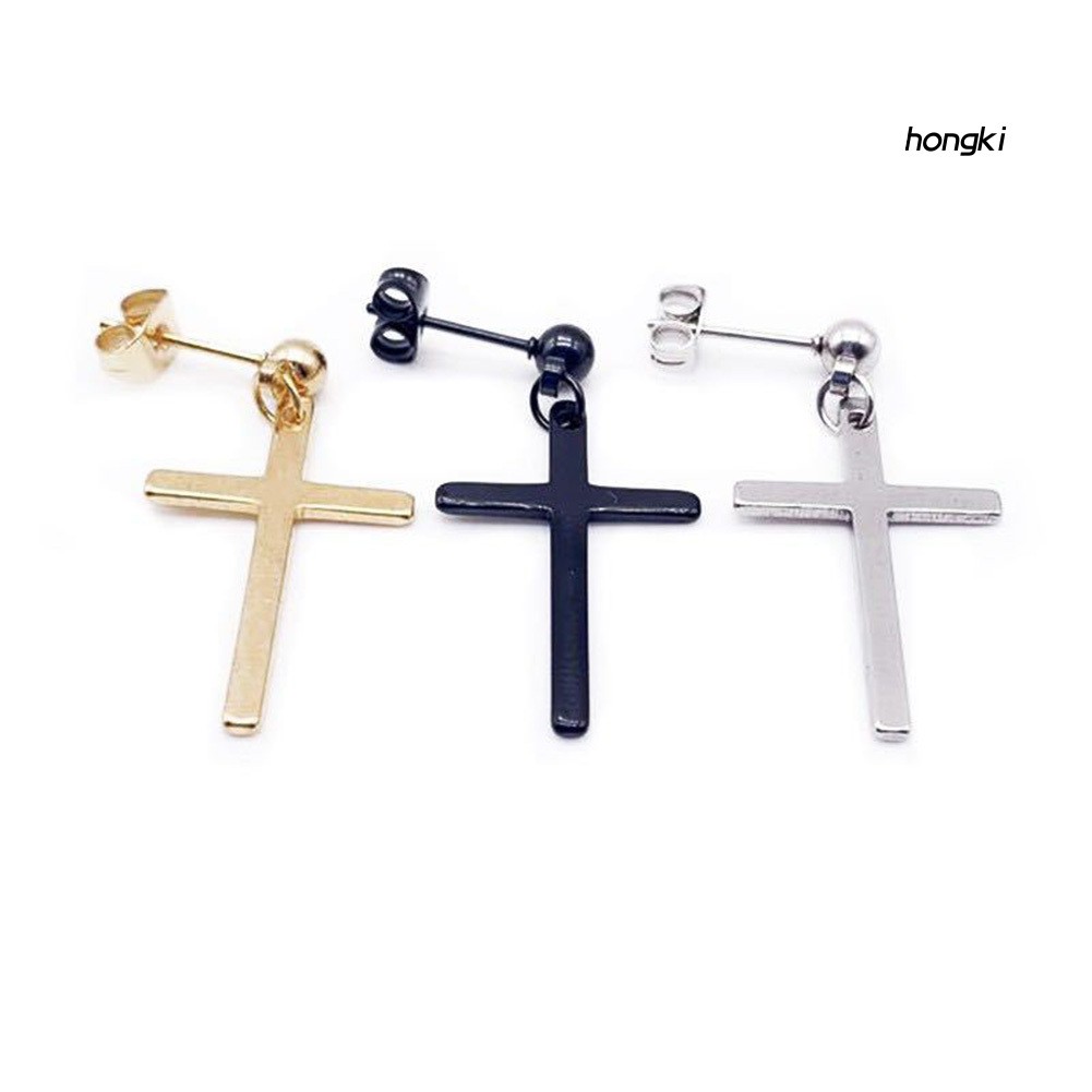 1 Khuyên Tai Thép Không Gỉ Hình Thánh Giá Thời Trang Cho Nam Và Nữ