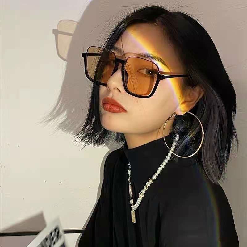 Kính Râm vuông to mắt kính Màu Cam Hottrend K21 hải hà shop